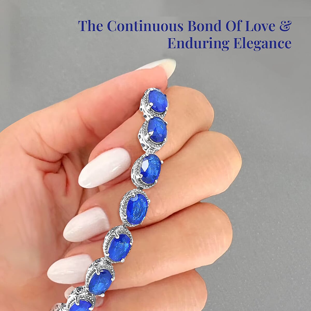 Tanzanian Blue Spinel (DF) 18.75 ctw Tennis Bracelet in Platinum Over Sterling Silver (8.00 In) image number 3