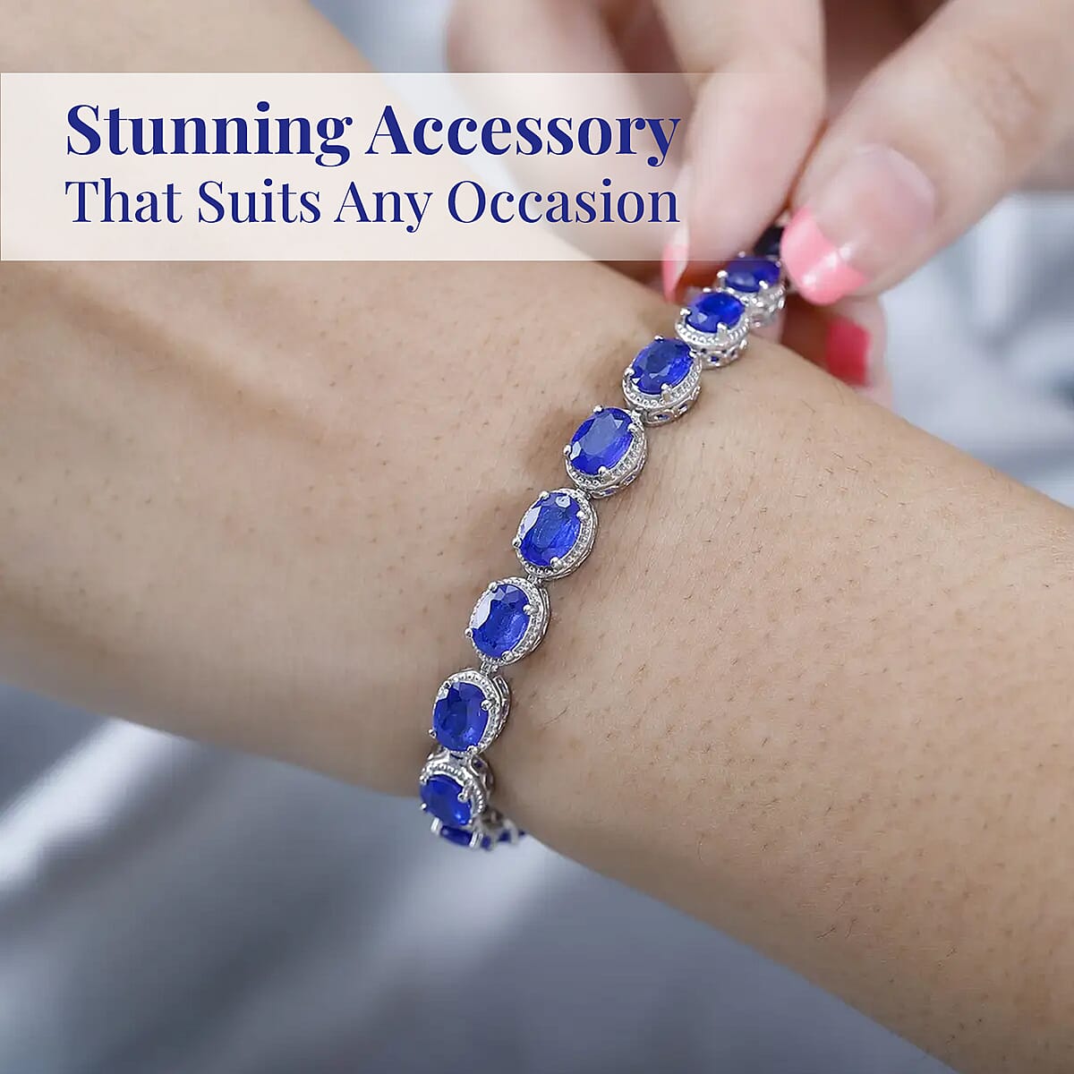 Tanzanian Blue Spinel (DF) 18.75 ctw Tennis Bracelet in Platinum Over Sterling Silver (8.00 In) image number 5