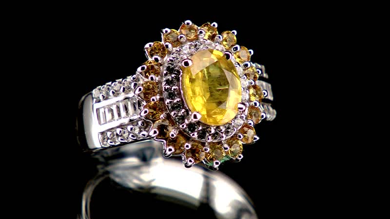 Madagascar Yellow Sapphire and White Zircon Double Halo Ring in Platinum Over Sterling Silver (Size 10.0) 3.15 ctw