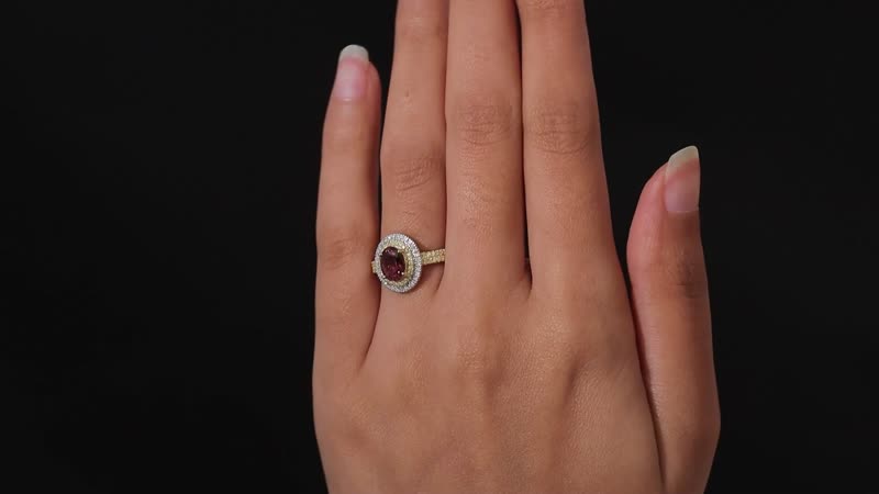 Luxoro 14K Yellow Gold AAA Natural Calabar Pink Tourmaline, I2-I3 Natural Yellow and White Diamond Ring (Size 10.0) 1.75 ctw