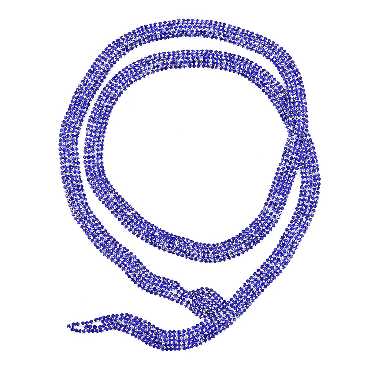 Black and Blue Austrian Crystal Snake Necklace in in Silvertone 34.50 Inches image number 0