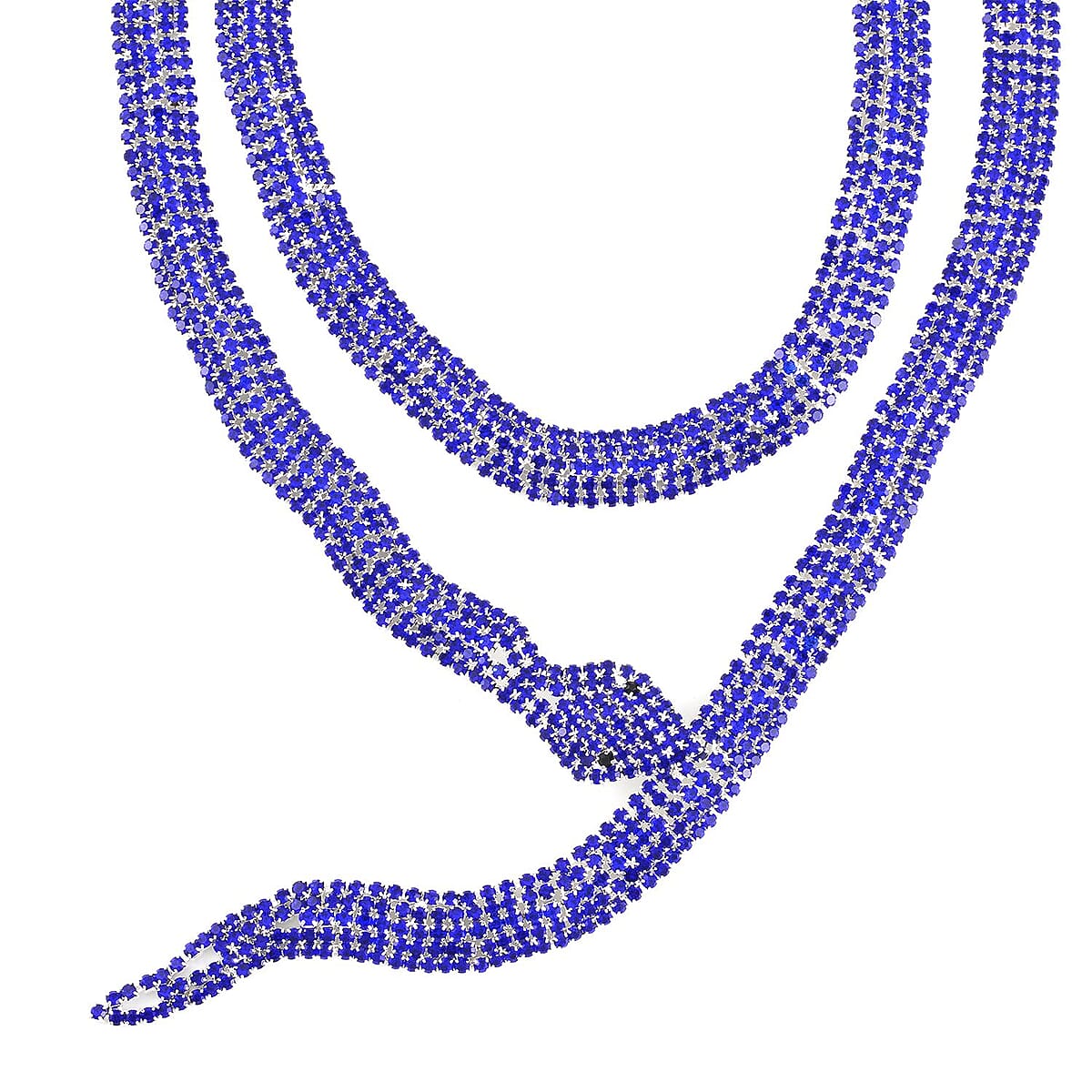 Black and Blue Austrian Crystal Snake Necklace in in Silvertone 34.50 Inches image number 2