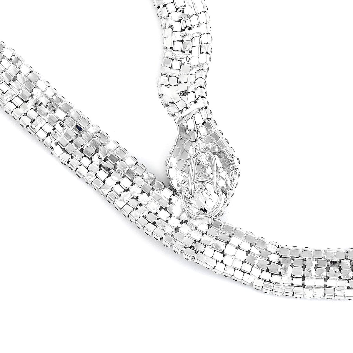 Black and Blue Austrian Crystal Snake Necklace in in Silvertone 34.50 Inches image number 3