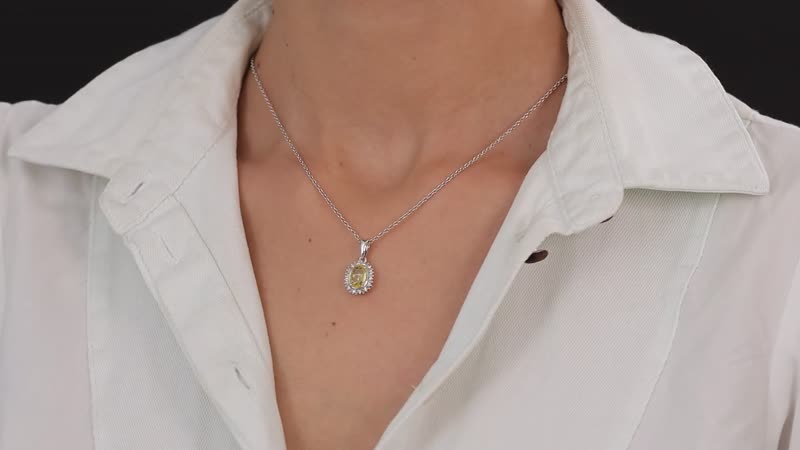 Doorbuster Luxoro 10K White Gold Premium Natural Ceylon Yellow Sapphire and G-H I2 Diamond Sunburst Pendant 1.25 ctw