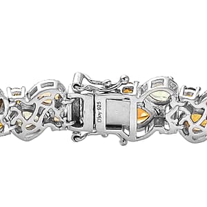 Multi-Tourmaline 2 Row Bracelet in Platinum Over Sterling Silver (8.00 In) 16.35 ctw