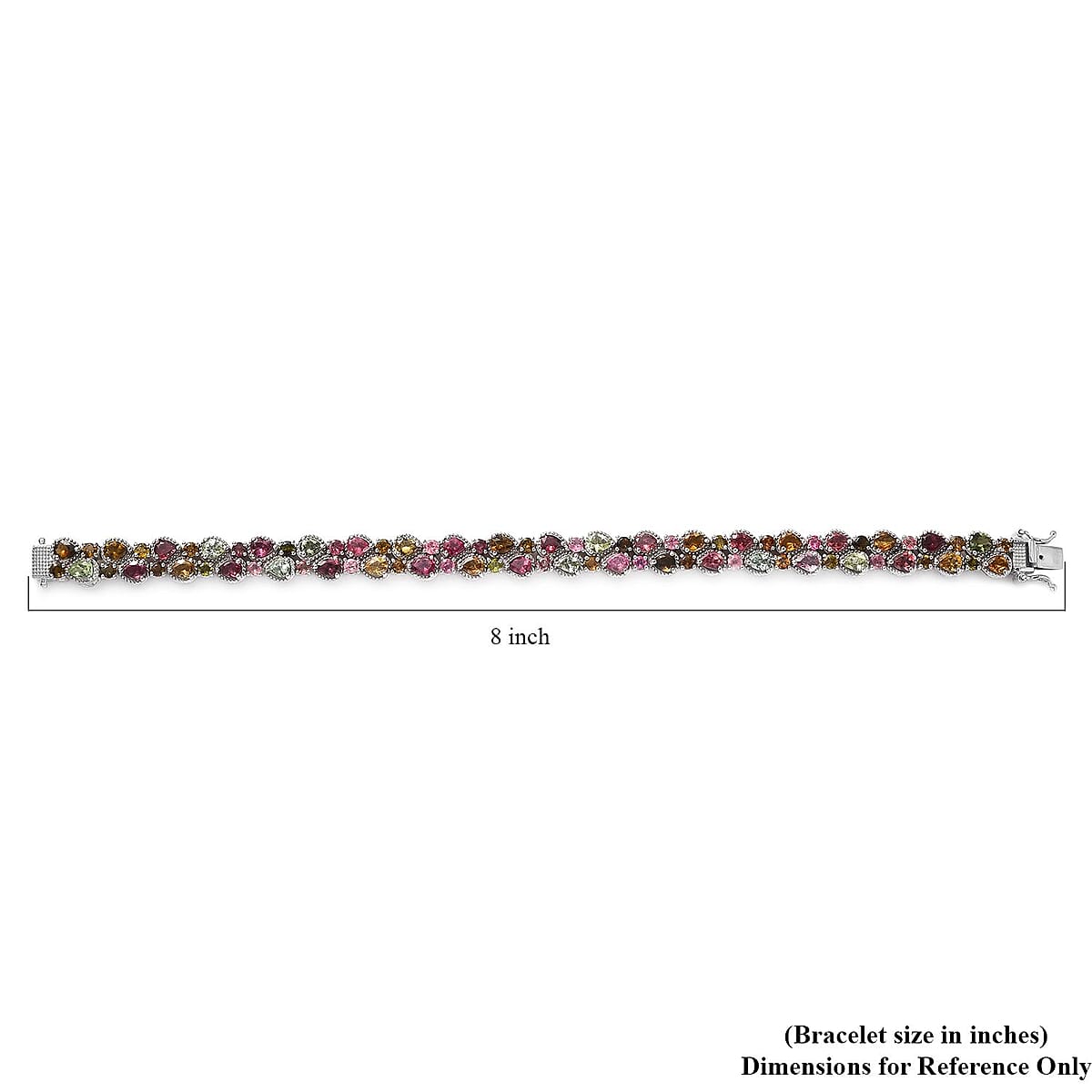 Multi-Tourmaline 2 Row Bracelet in Platinum Over Sterling Silver (8.00 In) 16.35 ctw image number 4