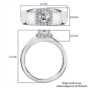 Moissanite 0.90 ctw Ring in Platinum Over Sterling Silver (Size 11.5)