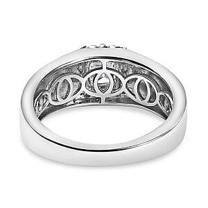 Moissanite 0.90 ctw Ring in Platinum Over Sterling Silver (Size 11.5)