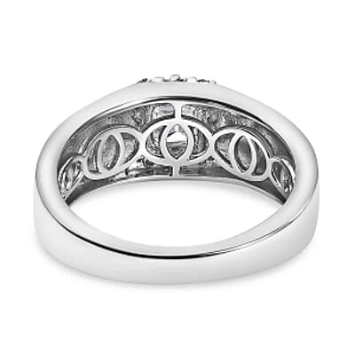 Moissanite 0.90 ctw Ring in Platinum Over Sterling Silver (Size 11.5)