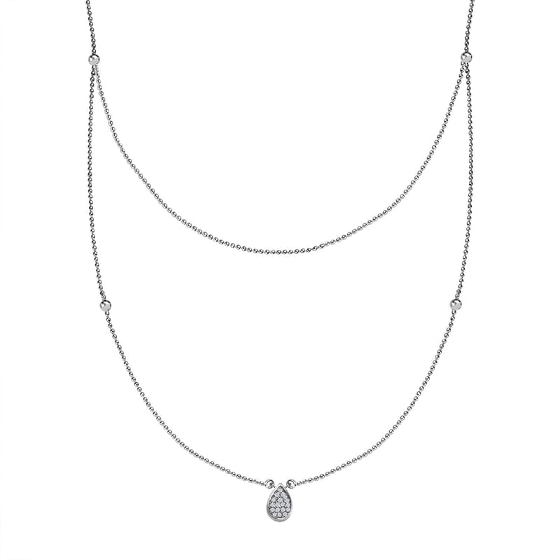 Diamond Fancy Necklace 18-20 Inches in Rhodium Over Sterling Silver 0.15 ctw