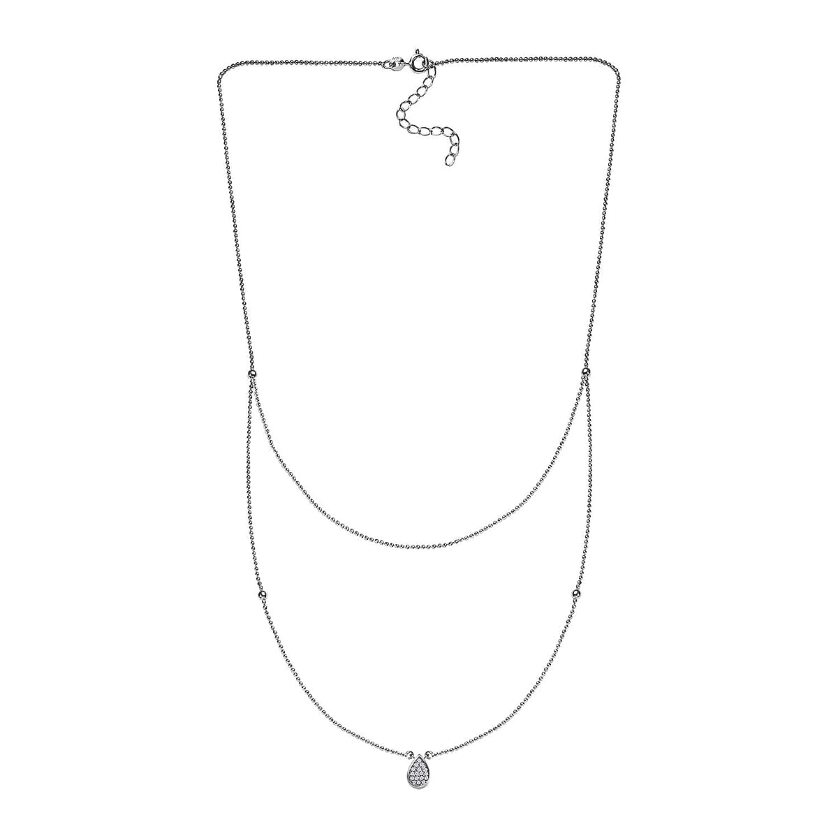 Diamond Fancy Necklace 18 Inches in Rhodium Over Sterling Silver 0.15 ctw image number 3