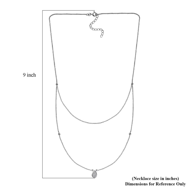 Diamond Fancy Necklace 18-20 Inches in Rhodium Over Sterling Silver 0.15 ctw