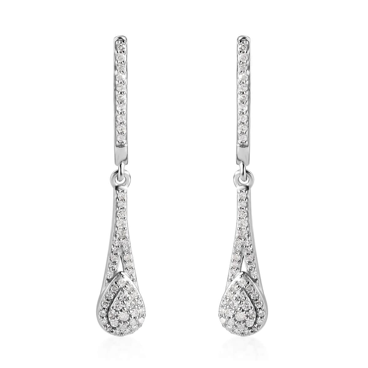 Diamond Dangle Earrings in Rhodium Over Sterling Silver 0.50 ctw image number 0