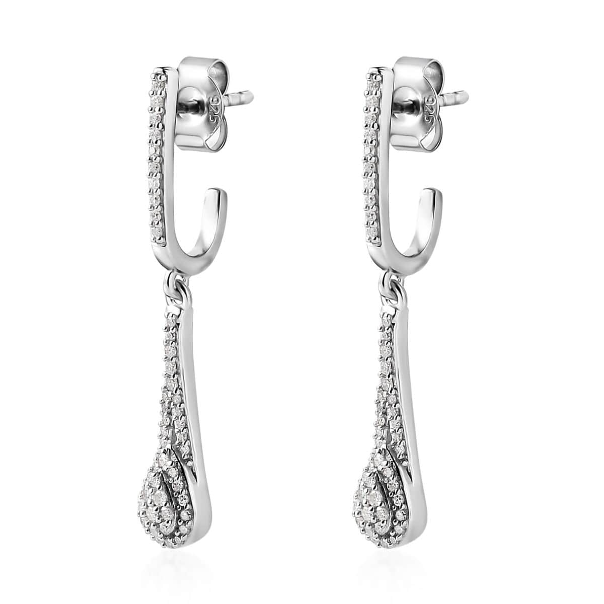 Diamond Dangle Earrings in Rhodium Over Sterling Silver 0.50 ctw image number 3