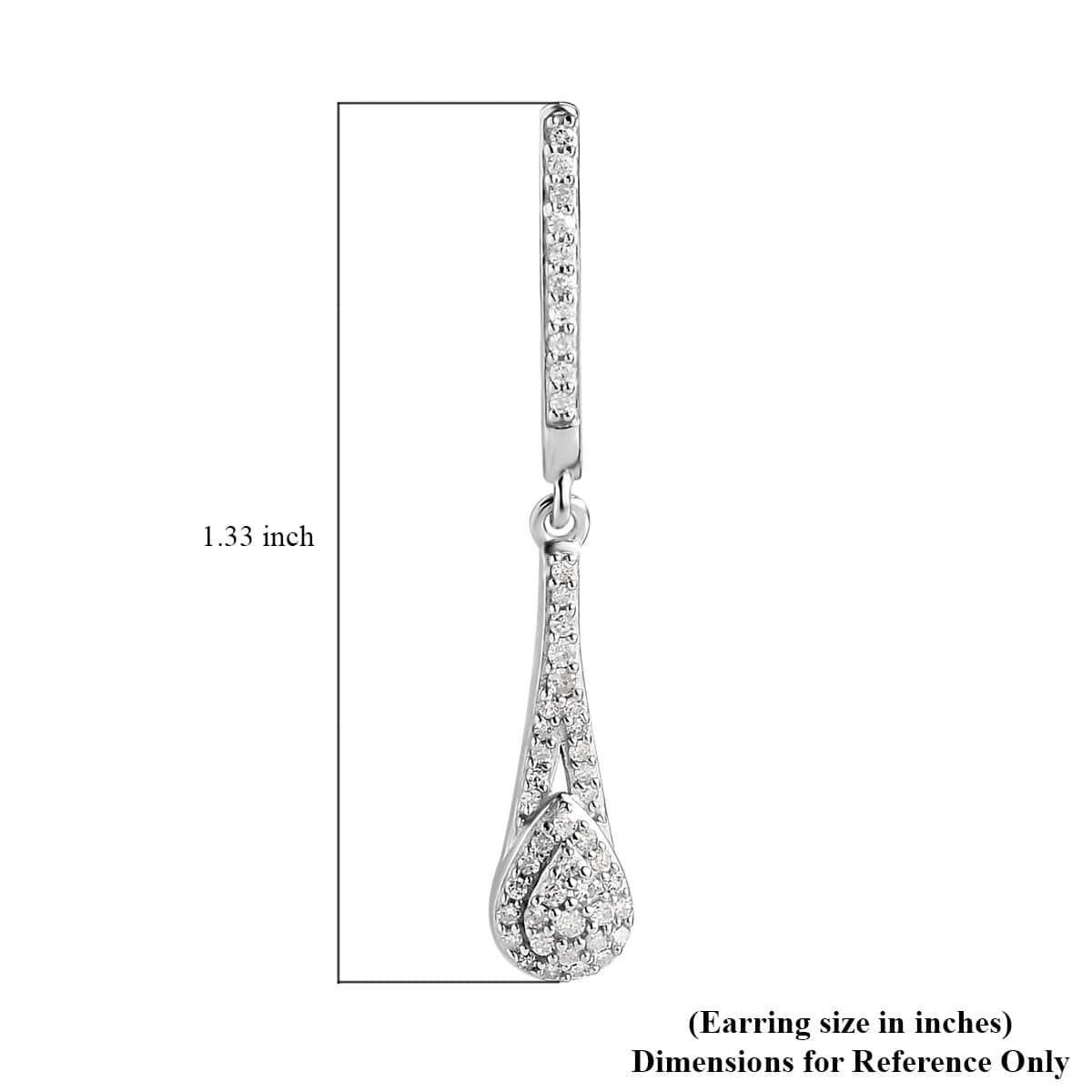 Diamond Dangle Earrings in Rhodium Over Sterling Silver 0.50 ctw image number 4