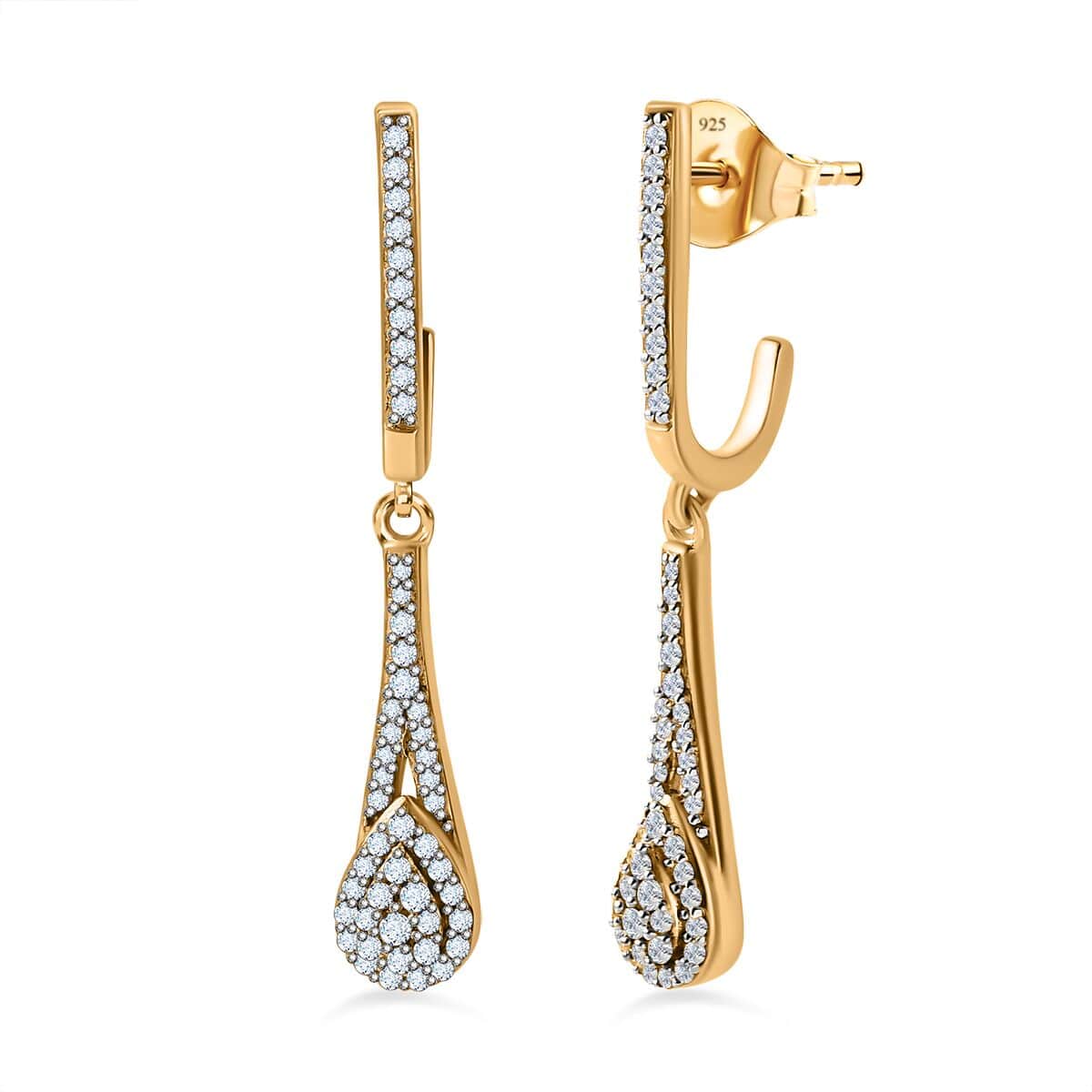 Diamond Dangle Earrings in 14K Yellow Gold Over Sterling Silver 0.50 ctw image number 0