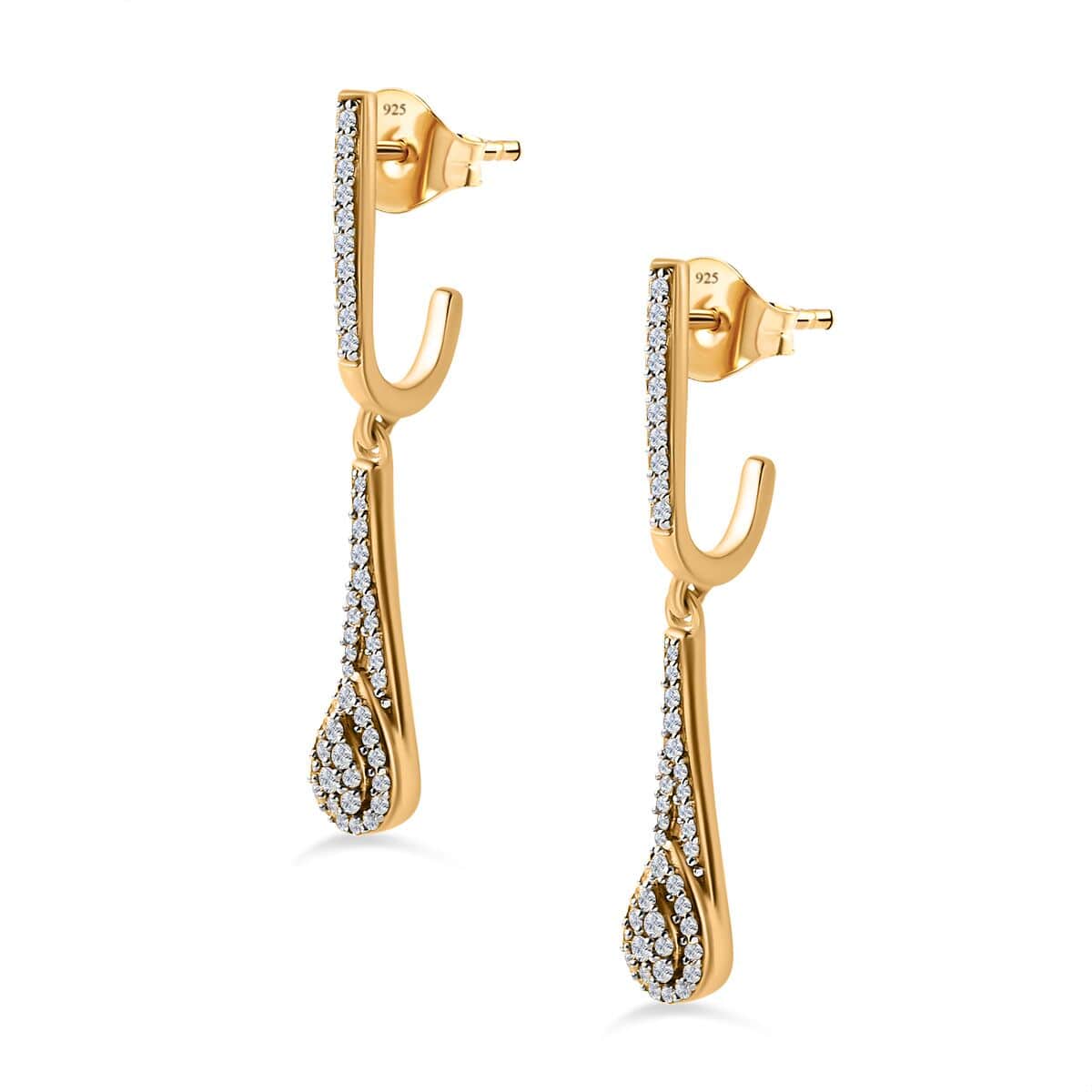 Diamond Dangle Earrings in 14K Yellow Gold Over Sterling Silver 0.50 ctw image number 3