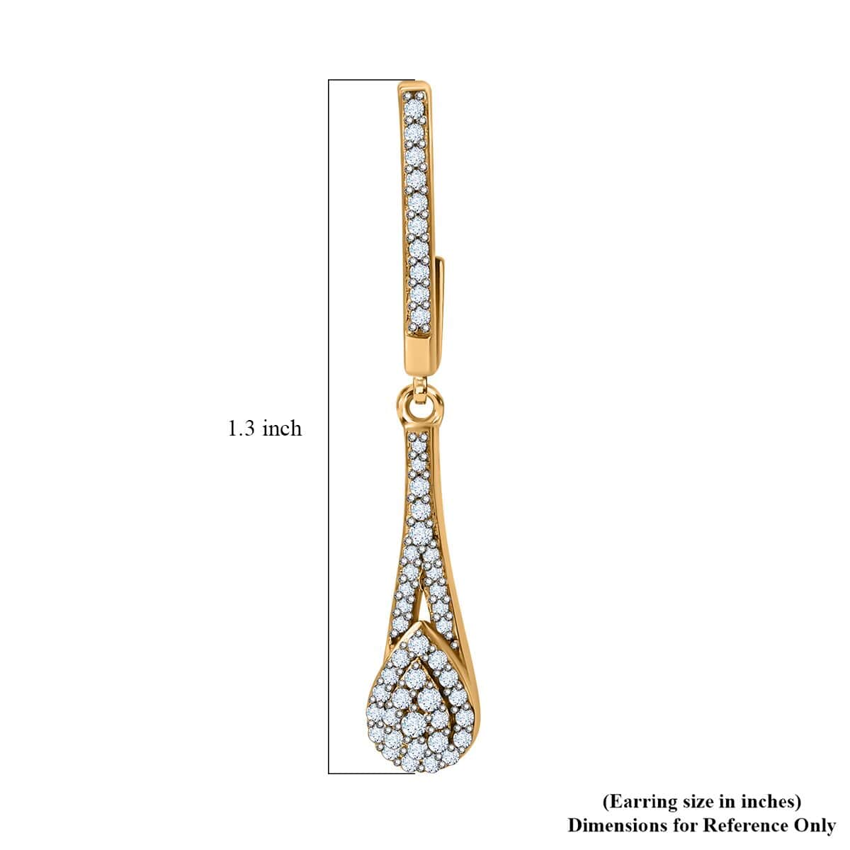 Diamond Dangle Earrings in 14K Yellow Gold Over Sterling Silver 0.50 ctw image number 4