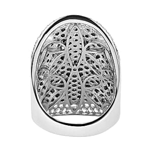 Thai Black Spinel, White Zircon 4.00 ctw Ring in Sterling Silver (Size 5.5)