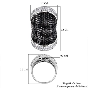 Thai Black Spinel, White Zircon 4.00 ctw Ring in Sterling Silver (Size 5.5)