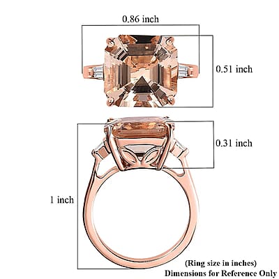 Luxoro Asscher Cut AAA Marropino Morganite and I3 Diamond 6.60 ctw Ring in 14K Rose Gold (Size 10.0) 5.60 Grams