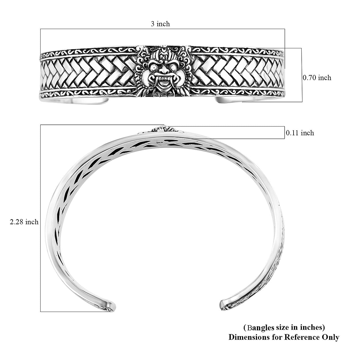 Bali Legacy Sterling Silver Barong Cuff Bracelet (7.25 In) 38.75 Grams image number 5