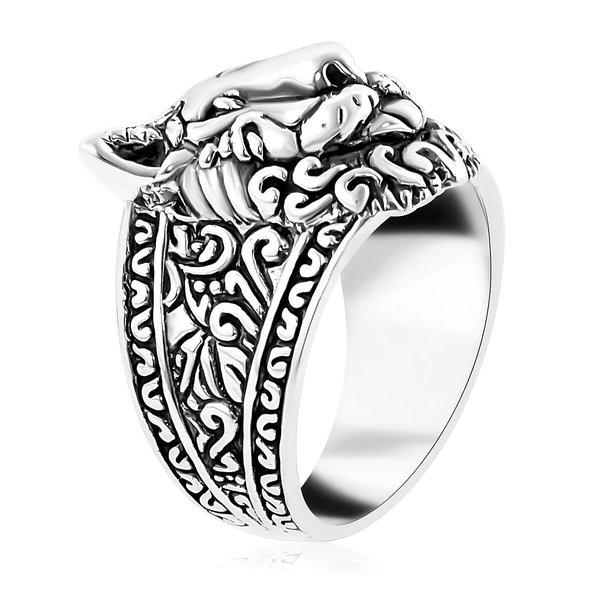 Bali Legacy Sterling Silver Lion Ring (Size 10.0) 12.10 Grams image number 3