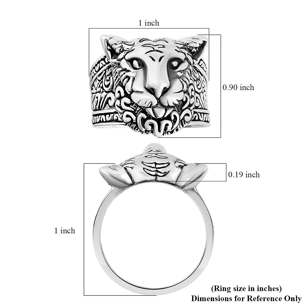 Bali Legacy Sterling Silver Lion Ring (Size 10.0) 12.10 Grams