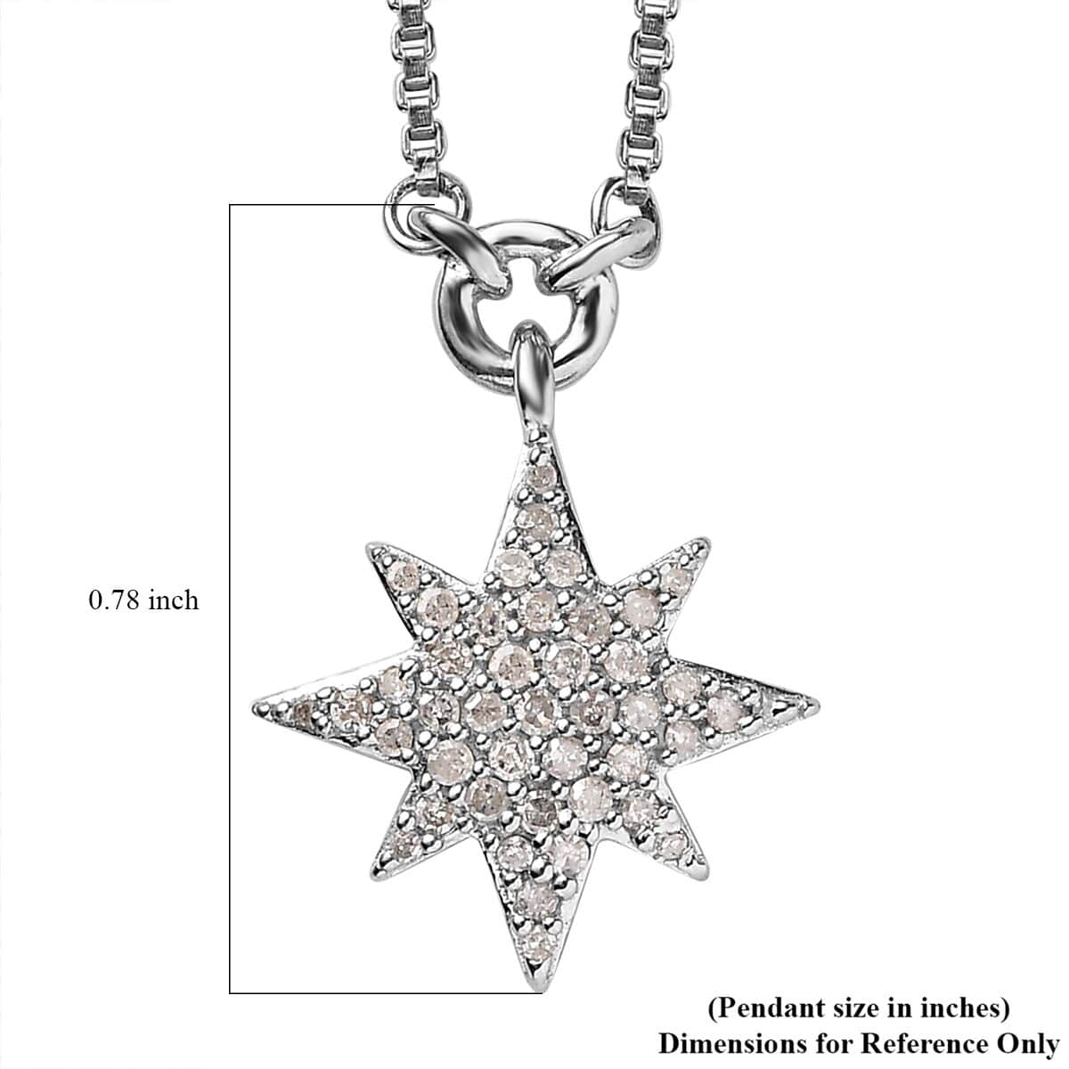 Diamond Celestial Star Burst Necklace 18 Inches in Rhodium Over Sterling Silver 0.33 ctw image number 6