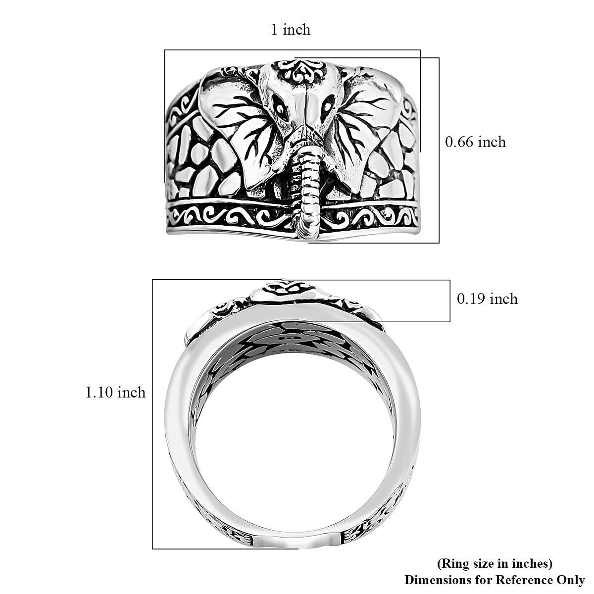 Bali Legacy Sterling Silver Elephant Ring (Size 6.0) 12.10 Grams image number 5