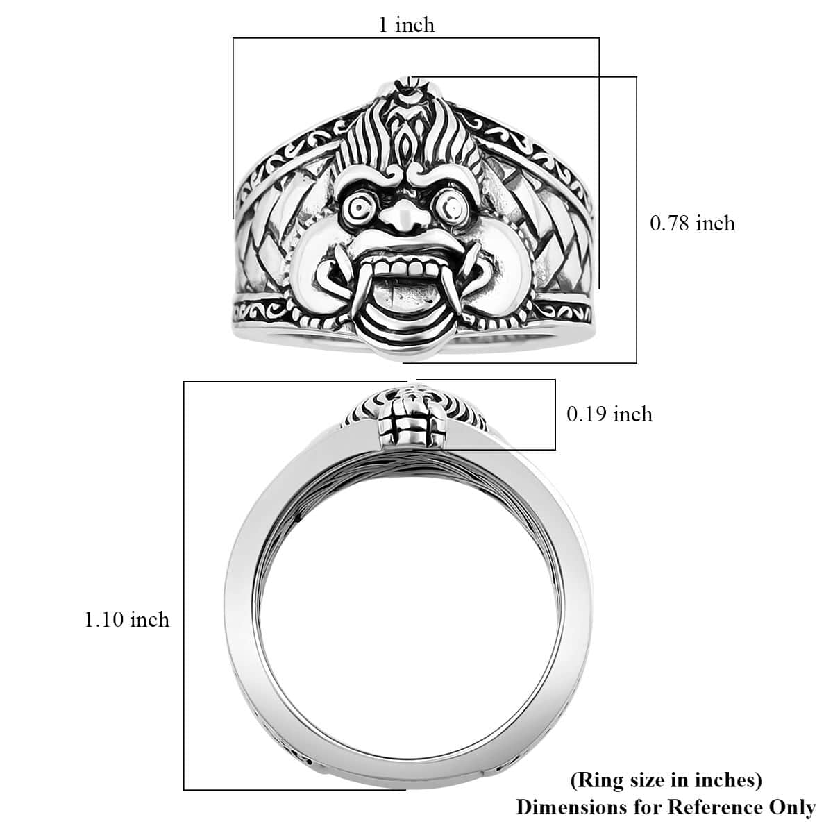 Bali Legacy Sterling Silver Barong Ring (Size 7.0) 10.80 Grams image number 5