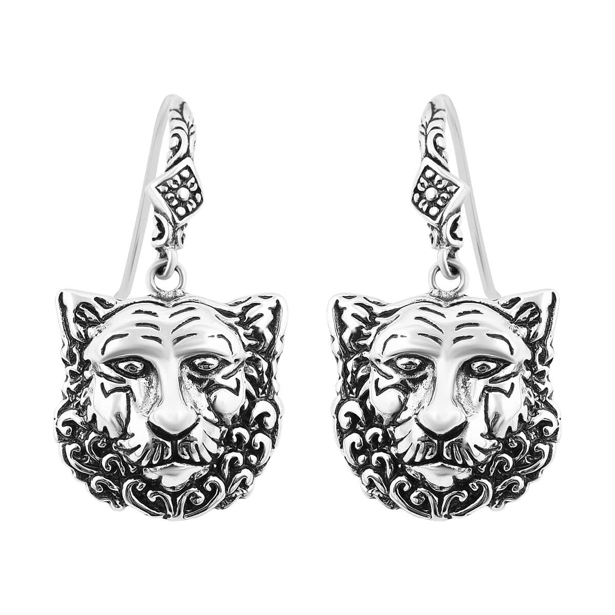 Bali Legacy Sterling Silver Lion Earrings 19 Grams image number 0