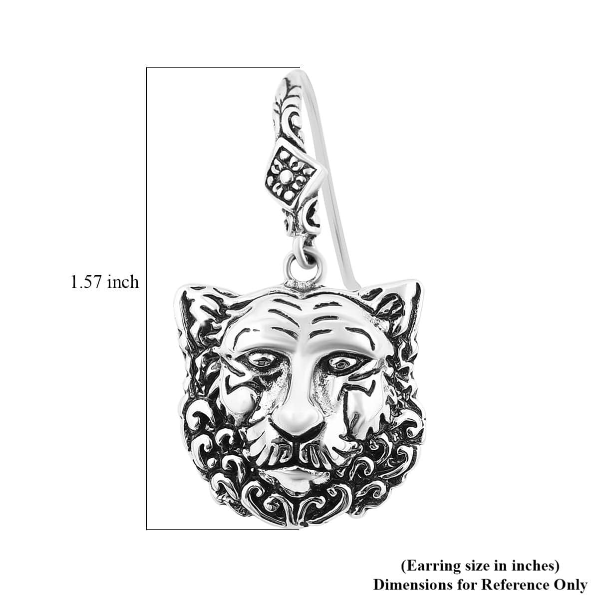 Bali Legacy Sterling Silver Lion Earrings 19 Grams image number 4