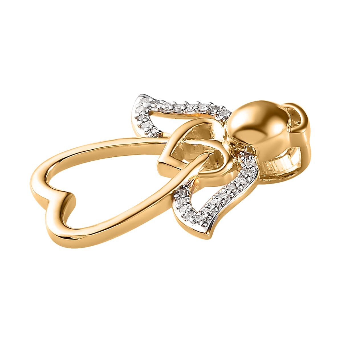 Diamond Guardian Angel Infinity Heart Pendant in 14K Yellow Gold Over Sterling Silver 0.10 ctw image number 3