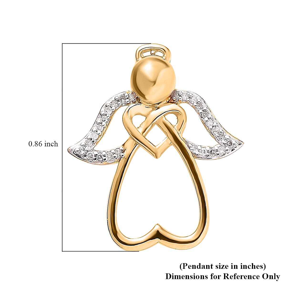 Diamond Guardian Angel Infinity Heart Pendant in 14K Yellow Gold Over Sterling Silver 0.10 ctw image number 5