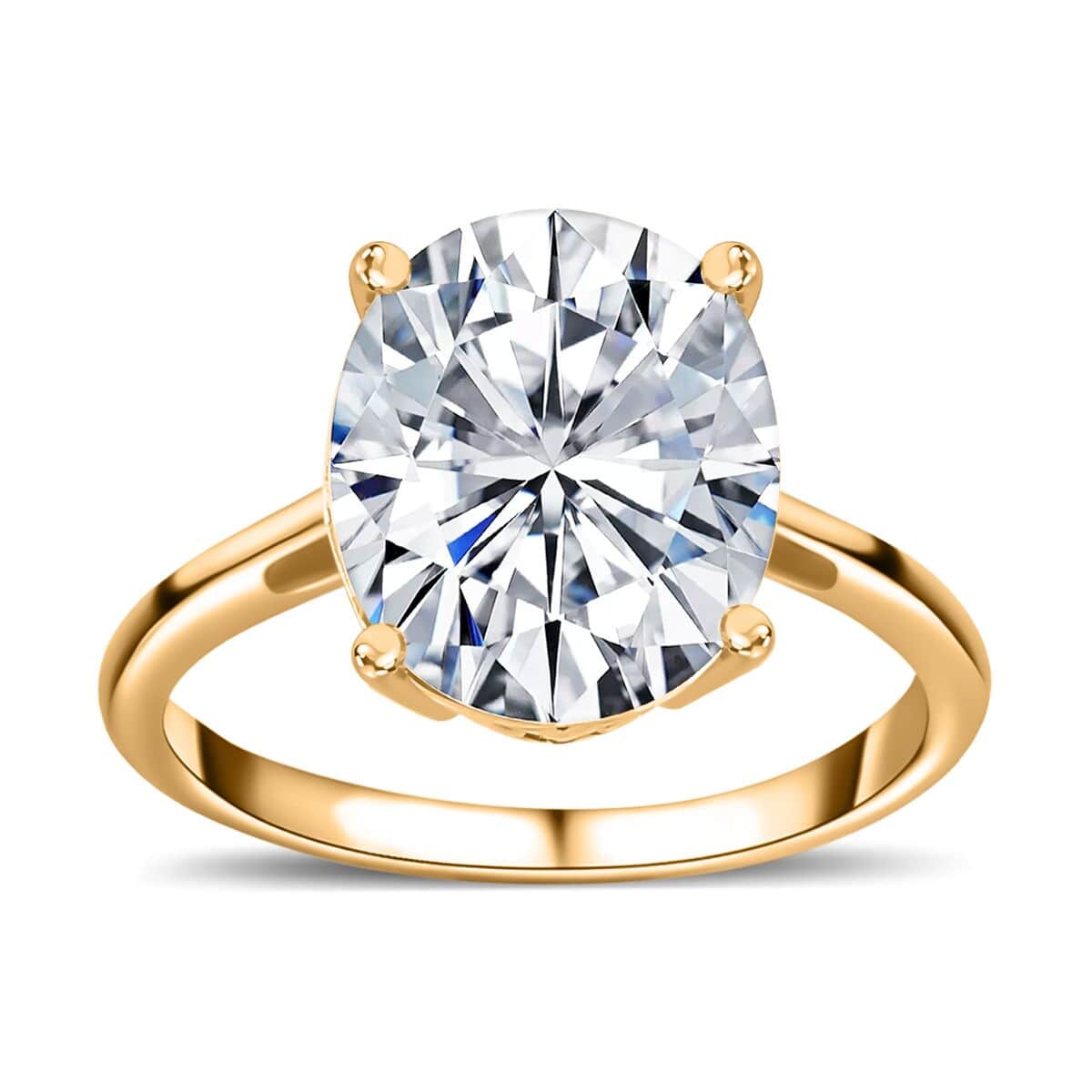 Moissanite Solitaire Ring in Vermeil Yellow Gold Over Sterling Silver (Size 10.0) 5.00 ctw image number 0