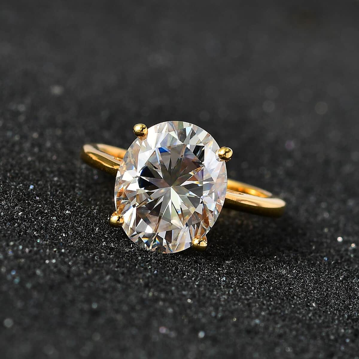 Moissanite Solitaire Ring in Vermeil Yellow Gold Over Sterling Silver (Size 10.0) 5.00 ctw image number 1