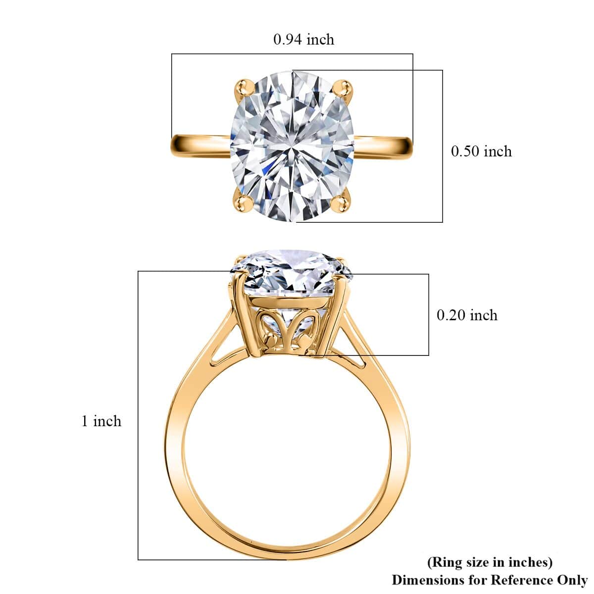 Moissanite Solitaire Ring in Vermeil Yellow Gold Over Sterling Silver (Size 10.0) 5.00 ctw image number 5