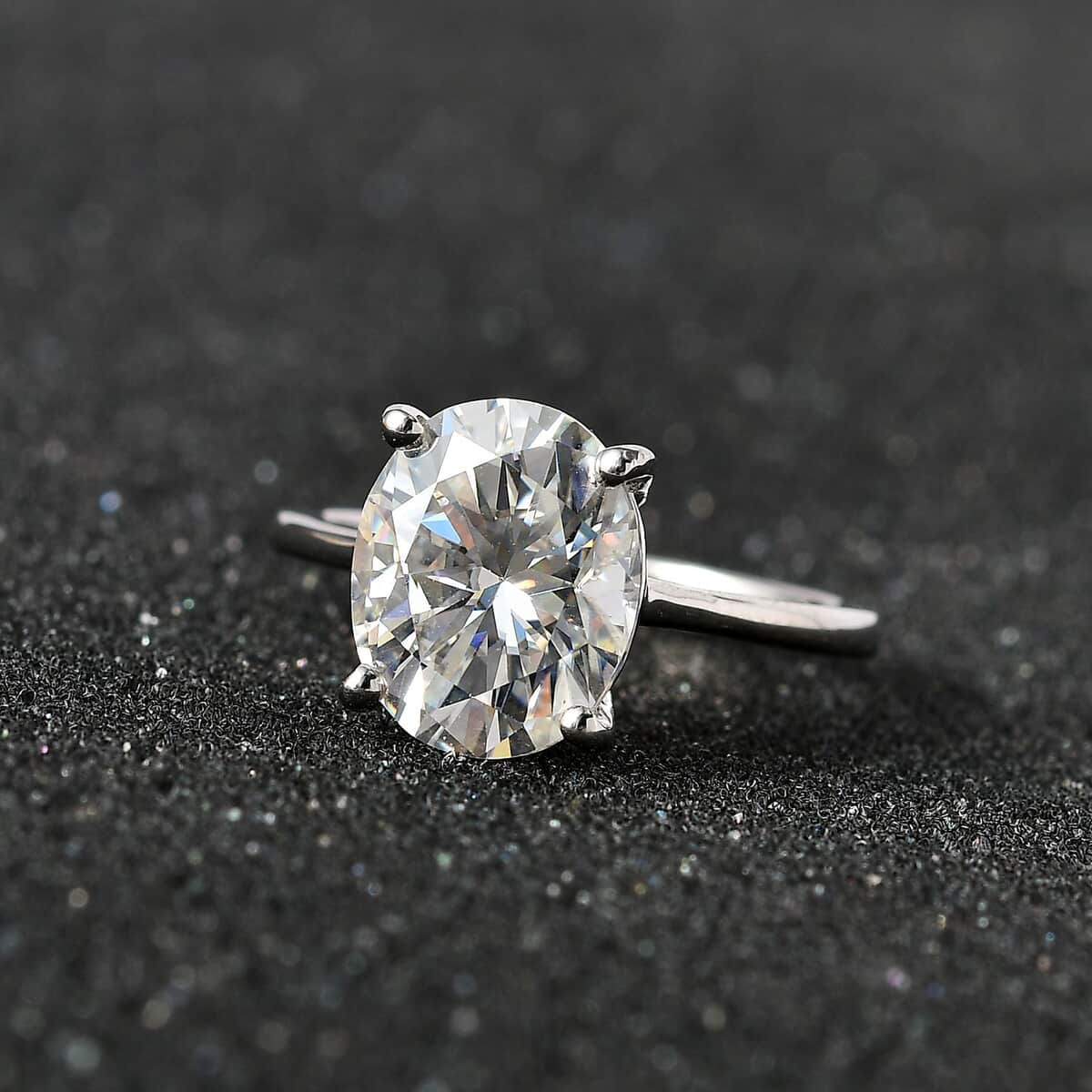 Moissanite Solitaire Ring in Platinum Over Sterling Silver (Size 10.0) 3.65 ctw image number 1