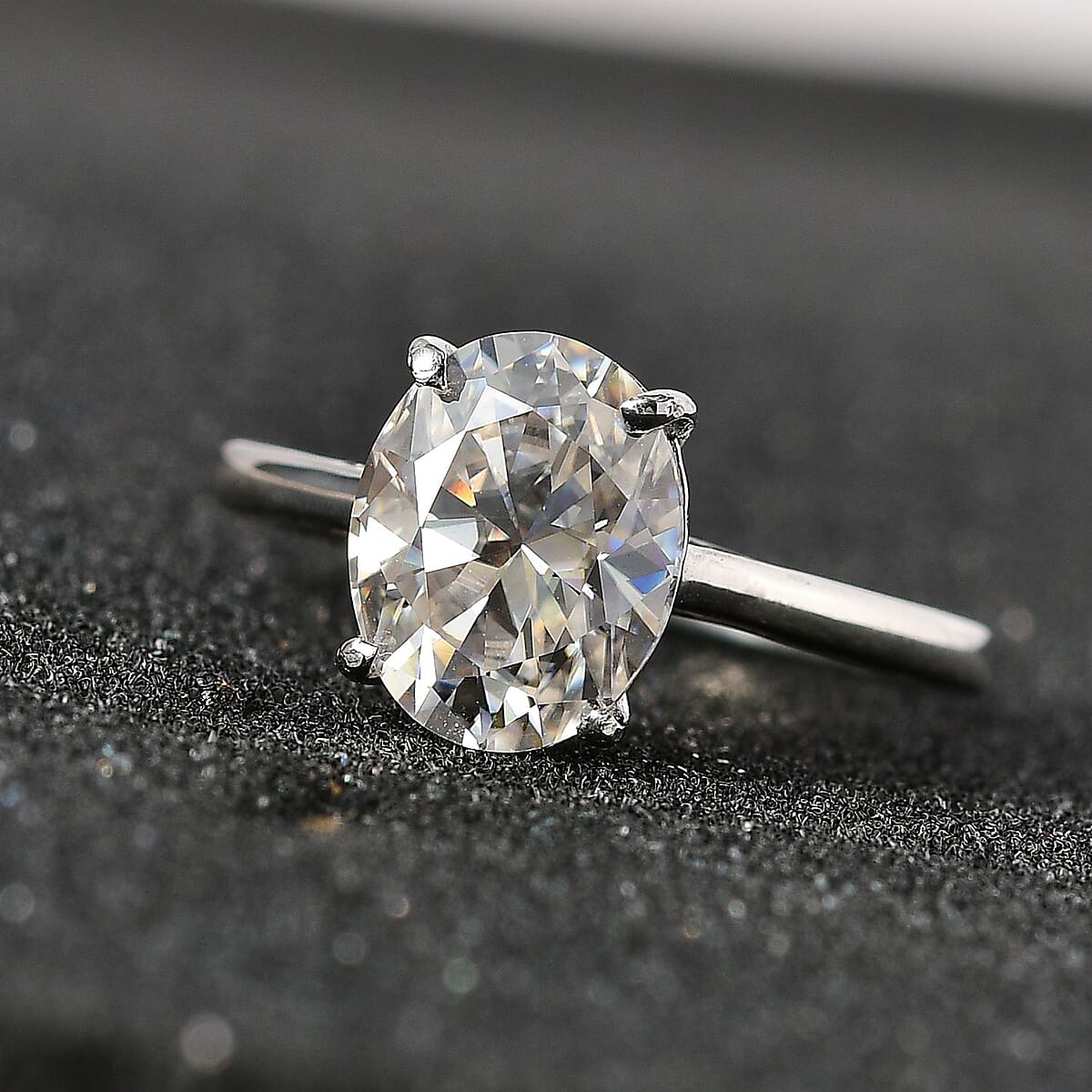 Moissanite Solitaire Ring in Platinum Over Sterling Silver (Size 10.0) 2.70 ctw image number 1