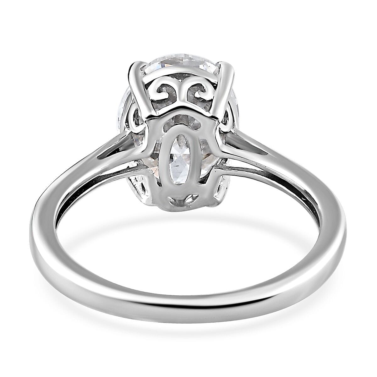 Moissanite Solitaire Ring in Platinum Over Sterling Silver (Size 10.0) 2.70 ctw image number 4