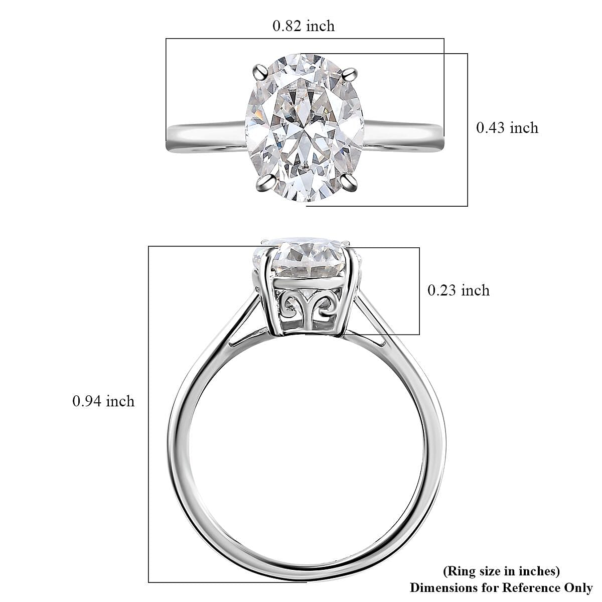 Moissanite Solitaire Ring in Platinum Over Sterling Silver (Size 10.0) 2.70 ctw image number 5