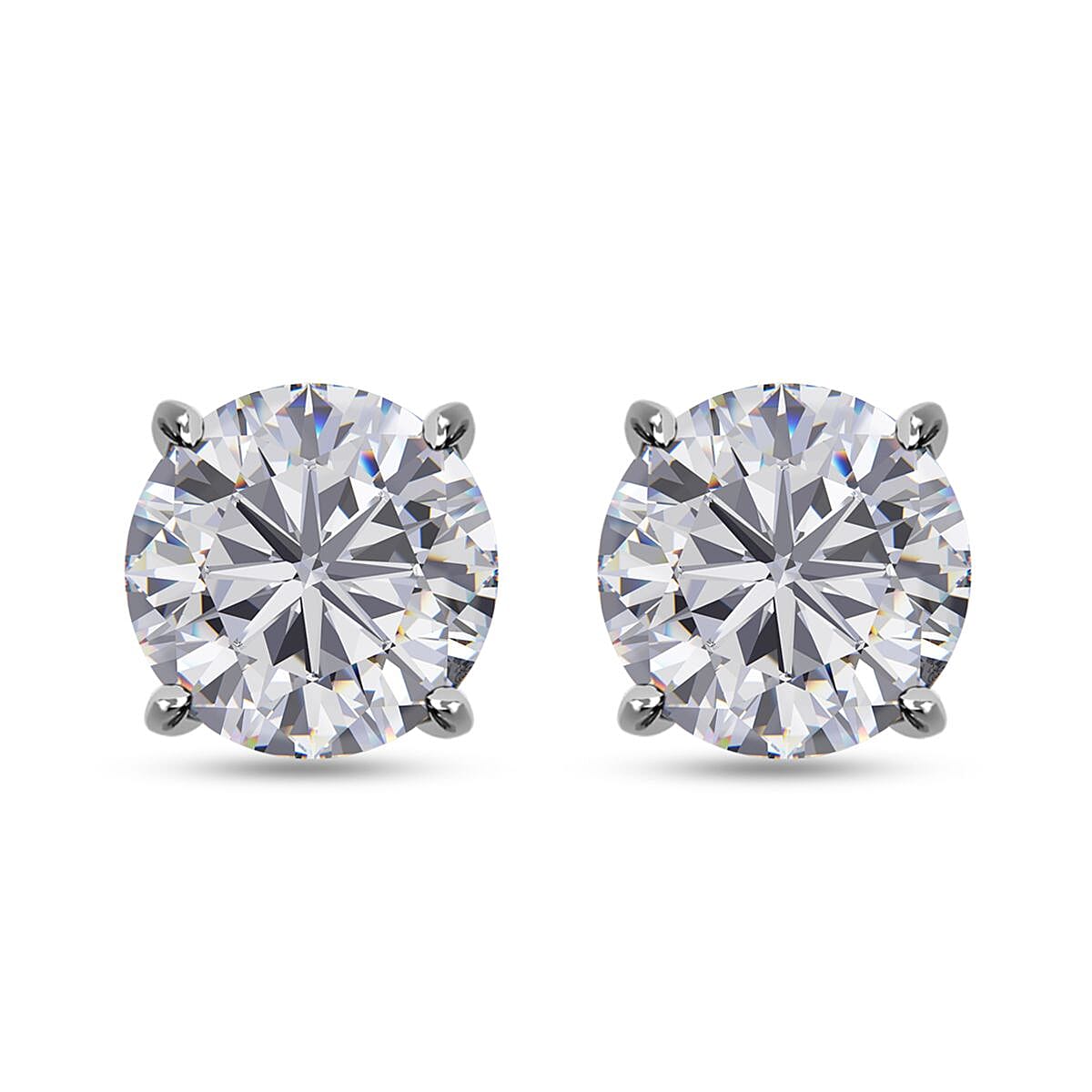 Moissanite Stud Earrings in Platinum Over Sterling Silver 2.90 ctw