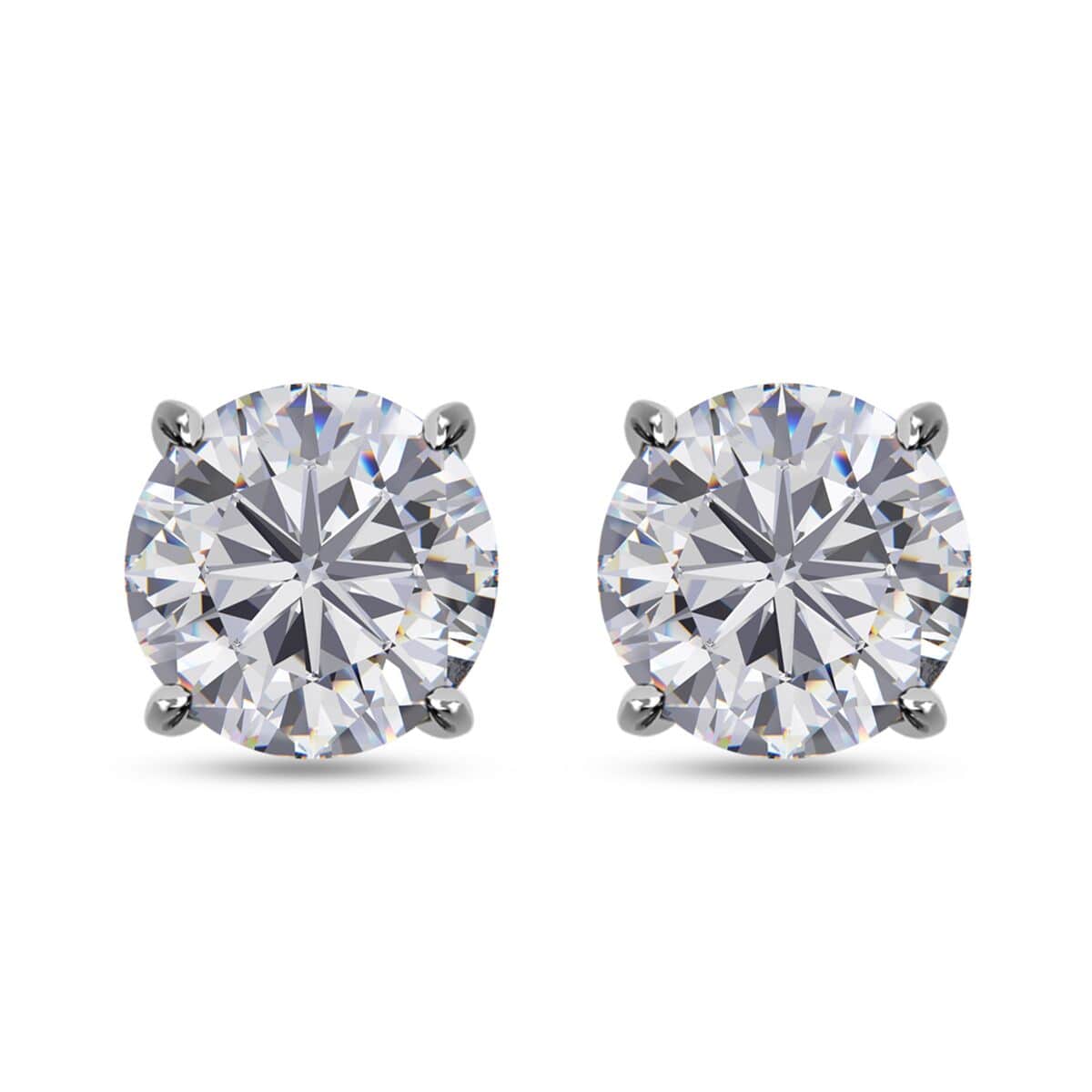 Moissanite Stud Earrings in Platinum Over Sterling Silver 2.90 ctw image number 0