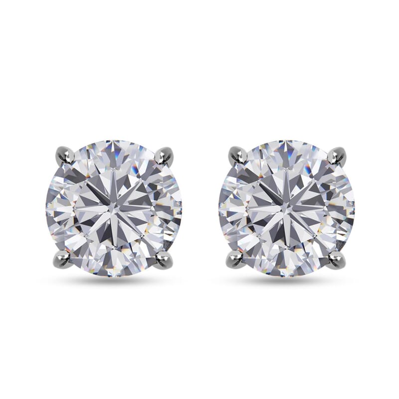Moissanite Stud Earrings in Platinum Over Sterling Silver 2.90 ctw