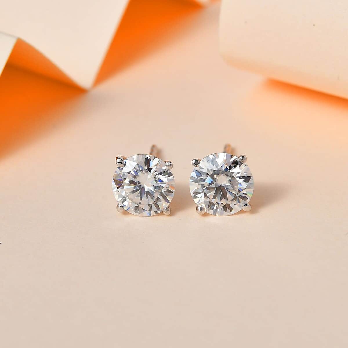 Moissanite Stud Earrings in Platinum Over Sterling Silver 2.90 ctw image number 1