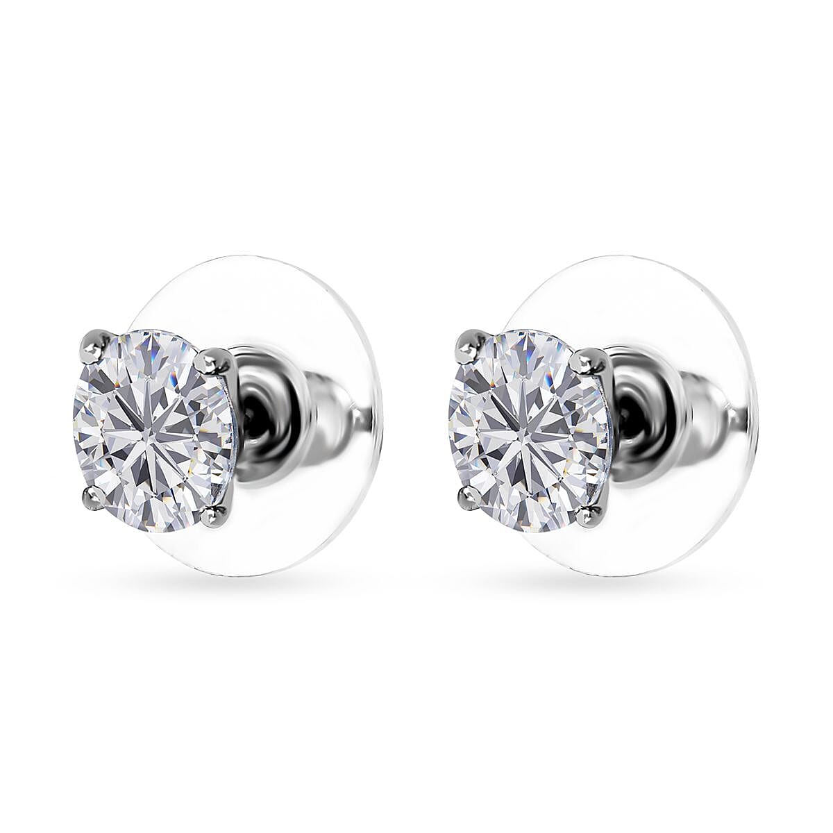 Moissanite Stud Earrings in Platinum Over Sterling Silver 2.90 ctw