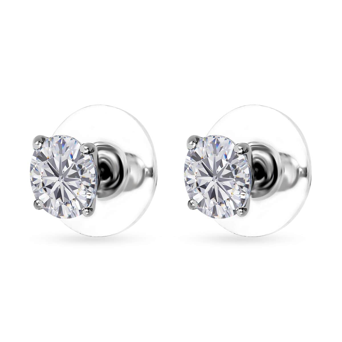 Moissanite Stud Earrings in Platinum Over Sterling Silver 2.90 ctw image number 3