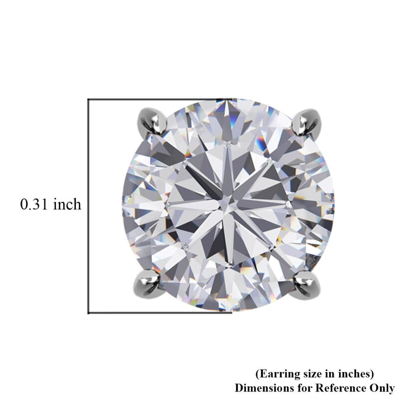 Moissanite Stud Earrings in Platinum Over Sterling Silver 2.90 ctw