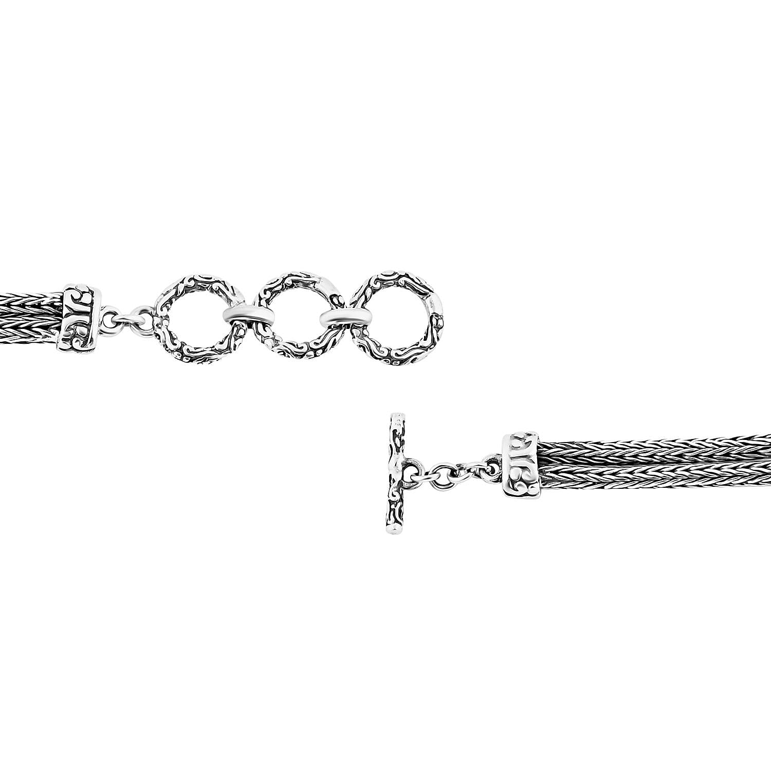 Bali Legacy Sterling Silver Toggle Clasp Horse Bracelet (6.50-8.0In) 19.10 Grams